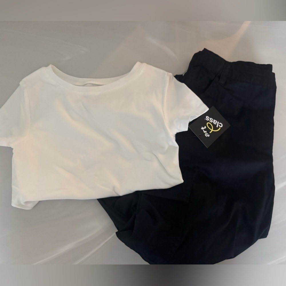 NWT Target Art Class White T-Shirt and Black Pants Set Girls Size 10/12